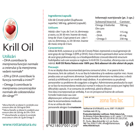 Krill Oil, 500 mg, 90 capsule, Rotta Natura 598071