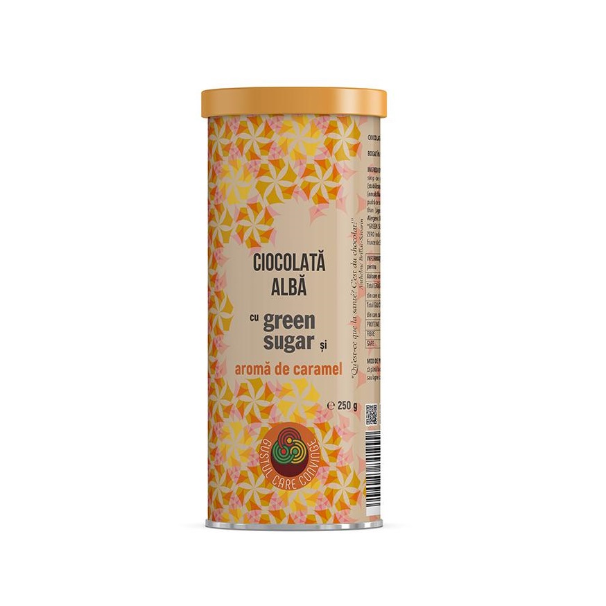 Ciocolata alba cu aroma de caramel Green Sugar, 250g, Remedia