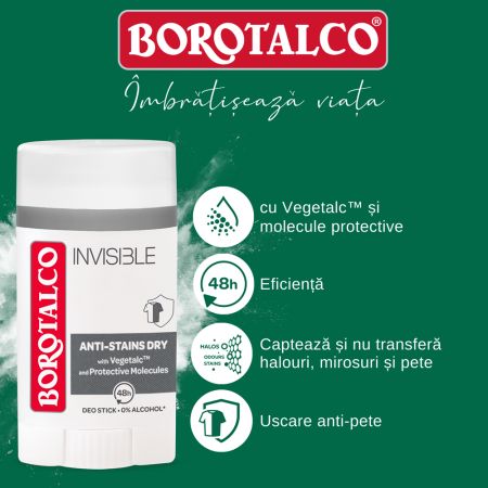 Deodorant stick Invisible, 40 ml, Borotalco 694754