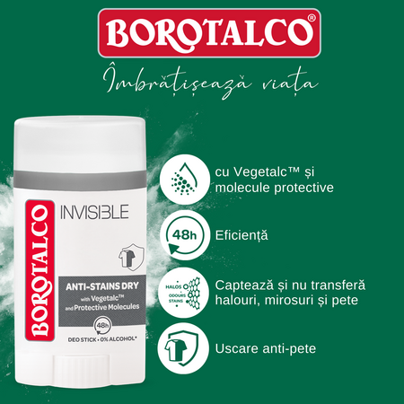 Deodorant stick Invisible, 40 ml, Borotalco 694754