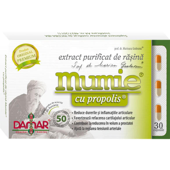 Extract purificat de rasina Mumie cu Propolis, 60 capsule, Damar General Trading