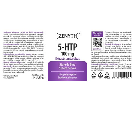 5-HTP, 100 mg, 30 capsule, Zenyth 702835
