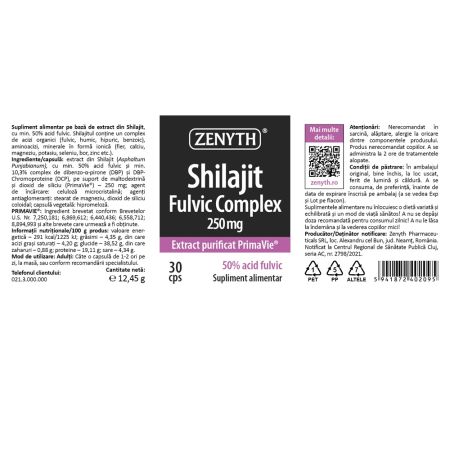 Complex fulvic Shilajit, 250 mg, 30 capsule, Zenyth 702233