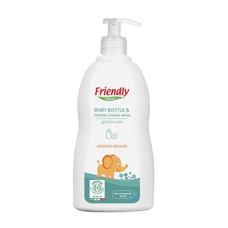 Detergent lichid de vase si biberoane cu ulei organic de portocale, 500 ml, Friendly Organic