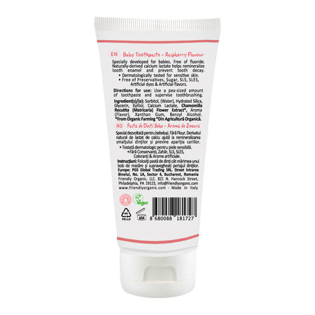 Pasta de dinti pentru copii cu aroma de zmeura, 50 ml, Friendly Organic 703111