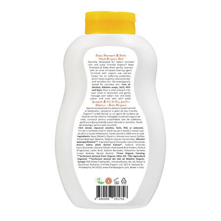 Sampon si gel de dus cu ovaz pentru bebe, 400 ml, Friendly Organic 703118