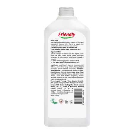 Sapun lichid de maini extract de orez, 1000 ml, Friendly Organic  703121