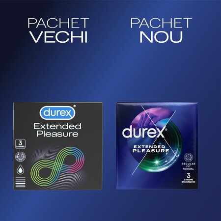 Prezervative Extended Pleasure, 3 bucati, Durex 606465
