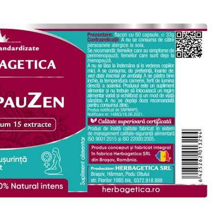 MenopauZen, 60 capsule, Herbagetica 688942