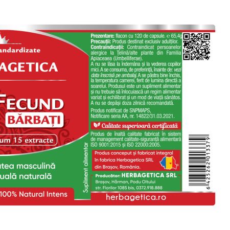 SuperFecund Barbati, 120 capsule, Herbagetica 688931