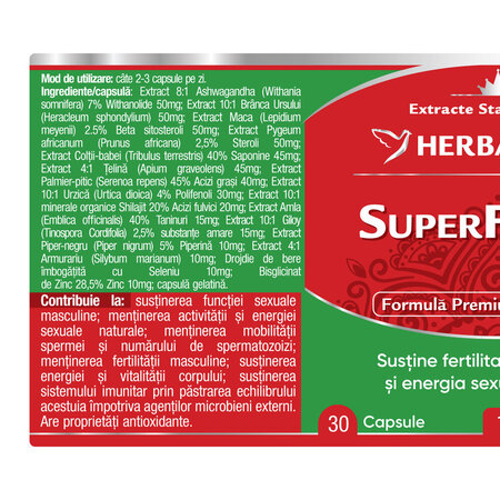 SuperFecund Barbati, 30 capsule, Herbagetica 688928