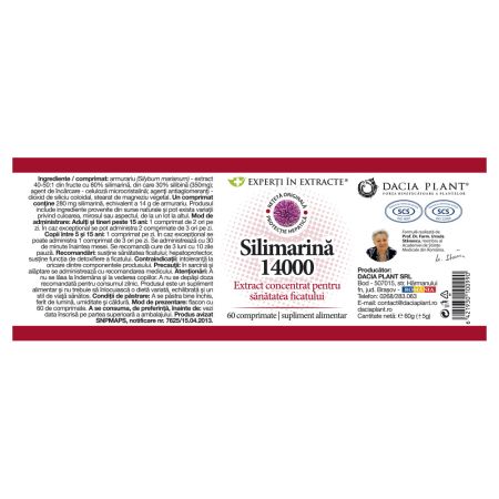 Silimarina 14000 Experti in Extracte, 60 comprimate, Dacia Plant 593899