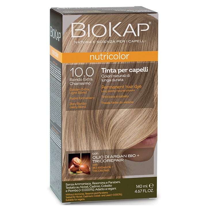 Vopsea de par nuanta 10.0 Golden Extra Light Blond Nutricolor, 140 ml, Biokap