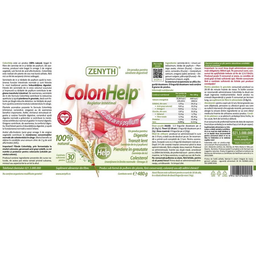 Pret Colonhelp Colon Help, 480 g, Zenyth : Farmacia Tei online