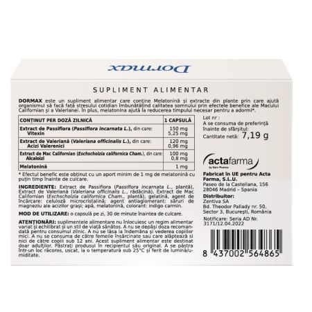Dormax, 14 capsule, Zentiva 659877