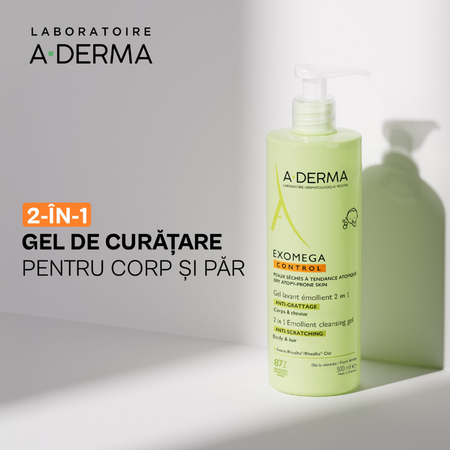 Gel de curatare 2 in 1 pentru piele uscata cu tendinta atopica Exomega Control, 500 ml, A-Derma 743176