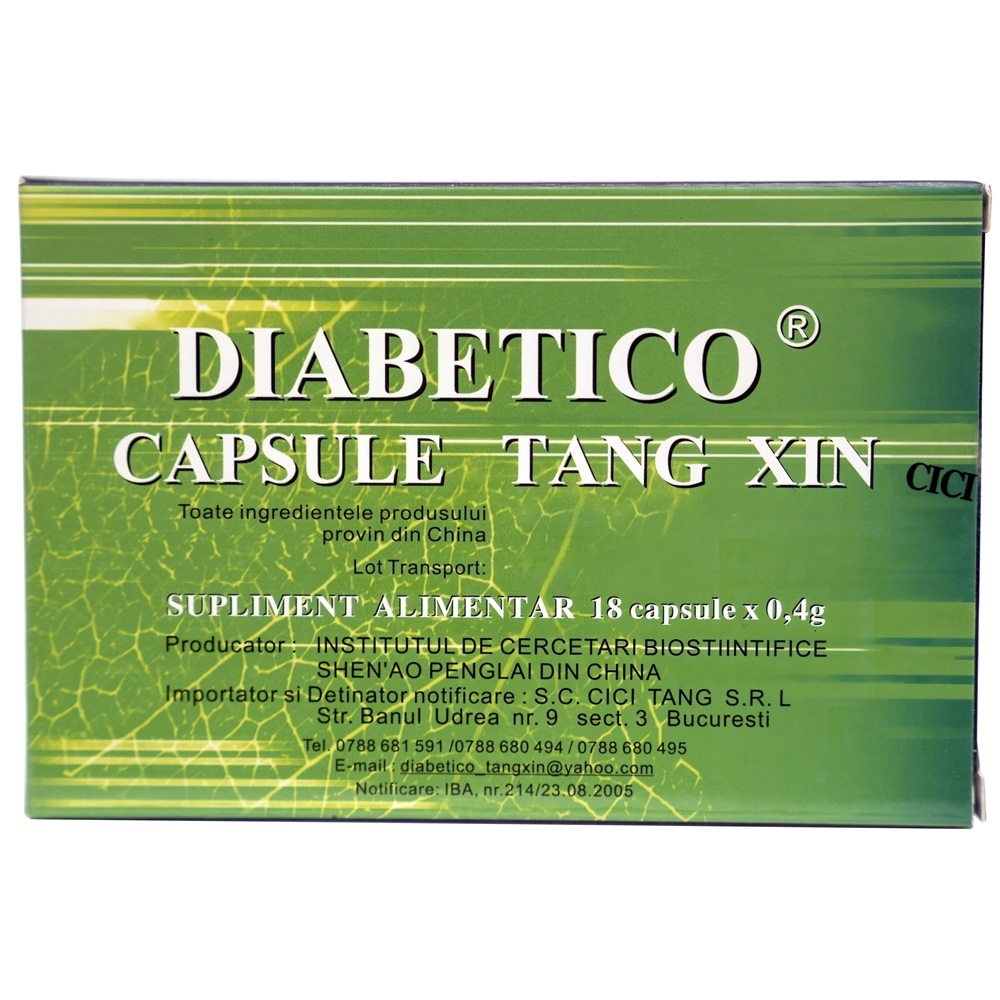 Diabetico Capsule Tang Xin, 18 capsule, China