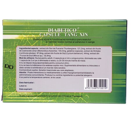 Diabetico Capsule Tang Xin, 18 capsule, China 704242