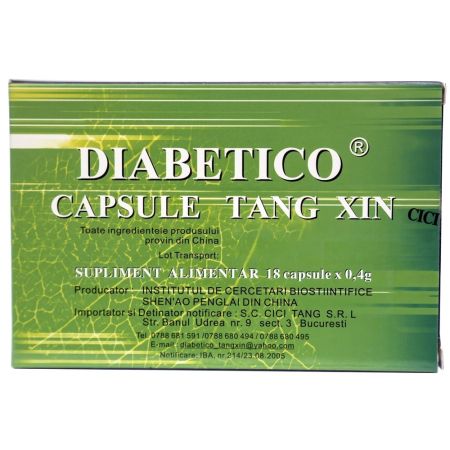 Diabetico Capsule Tang Xin, 18 capsule, China