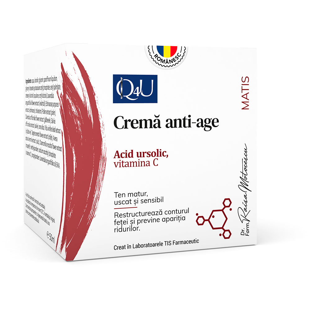 Crema anti-age cu Vitamina C si acid ursolic Matis Q4U, 50 ml, Tis Farmaceutic