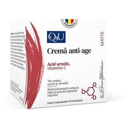 Crema anti-age cu Vitamina C si acid ursolic Matis Q4U, 50 ml, Tis Farmaceutic