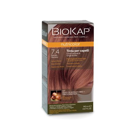 Vopsea de par Nuanta 7.4 Auburn Blond Nutricolor, 140 ml, Biokap