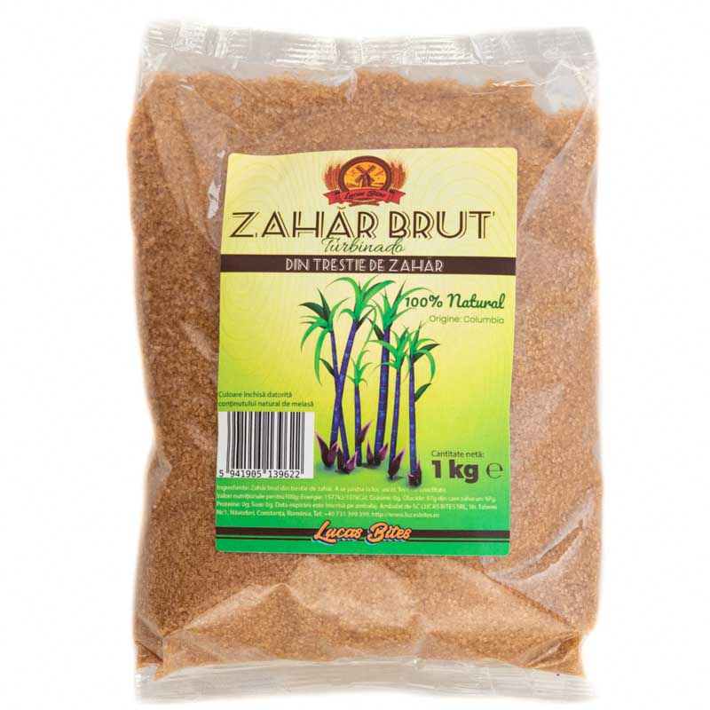 Zahar brut din trestie de zahar, 1 kg, Lucas Bites