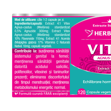 Vitex Agnus-Castus, 120 capsule, Herbagetica 689059