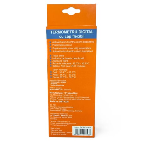 Termometru digital cu cap flexibil PM-06N, Orange, Perfect Medical 724038