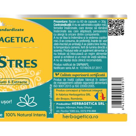 Fara Stres, 60 capsule, Herbagetica 688568