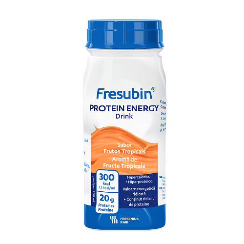 Solutie nutritiva orala cu valoare energetica ridicata, continut ridicat de proteine si aroma de fructe tropicale Fresubin Protein Energy, 4 x 200 ml, Fresenius Kabi