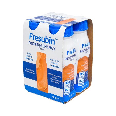 Solutie nutritiva orala cu valoare energetica ridicata, continut ridicat de proteine si aroma de fructe tropicale Fresubin Protein Energy, 4 x 200 ml, Fresenius Kabi 731180