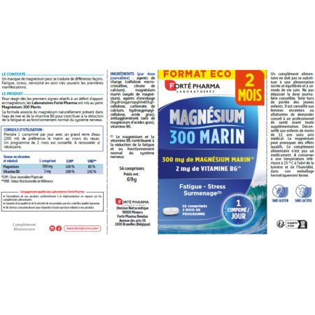 Magneziu marin 300, 56 comprimate, Forte Pharma 705655