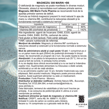 Magneziu marin 300, 56 comprimate, Forte Pharma 705656