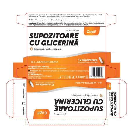 Supozitoare cu glicerina pentru copii Greenlax, 12 bucati, Laropharm 705321