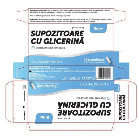 Greenlax supozitoare cu glicerina pentru bebe, 12 bucati, Laropharm 705311