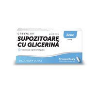 Greenlax supozitoare cu glicerina pentru bebe, 12 bucati, Laropharm