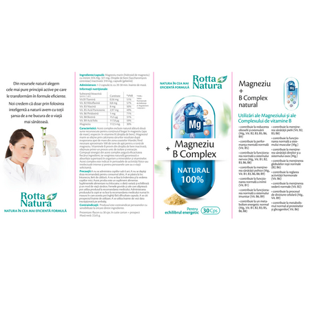 Magneziu + B Complex, 30 capsule, Rotta Natura 598019