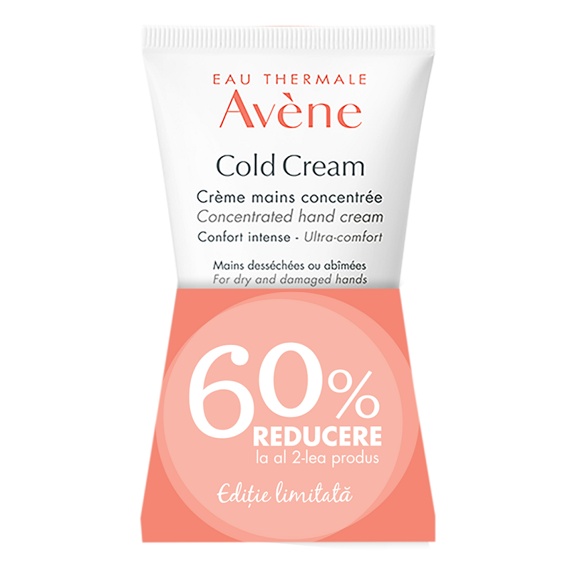 Pachet Crema de maini concentrata Cold Cream, 50 ml + 50 ml, Avene