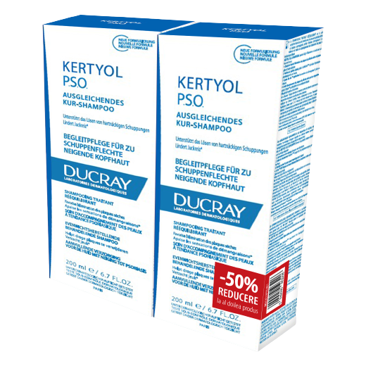 Pachet Sampon calmant Kertyol PSO, 200 ml + 200 ml, Ducray