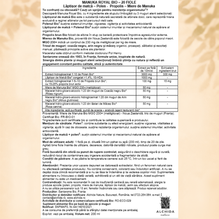 Propolis Manuka Royal, 20 fiole x 10 ml, Santarome 749239