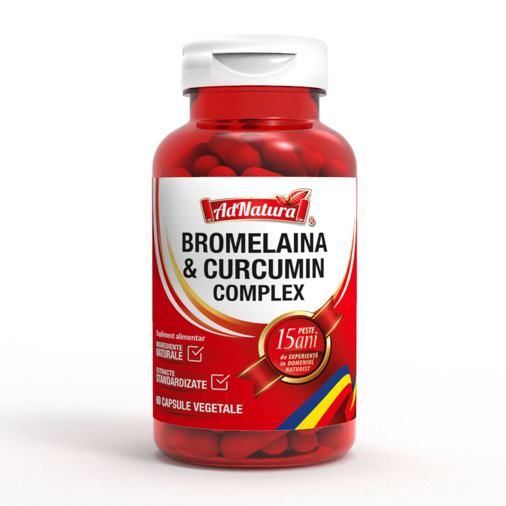 Supliment pentru sistemul imunitar Bromelaina si Curcumin Complex, 60 capsule, AdNatura