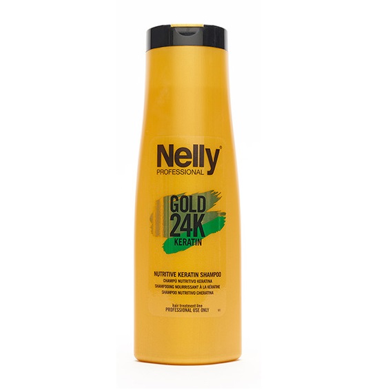 Sampon nutritiv cu keratina si ulei de argan Gold 24K Keratin, 400 ml, Nelly Professional