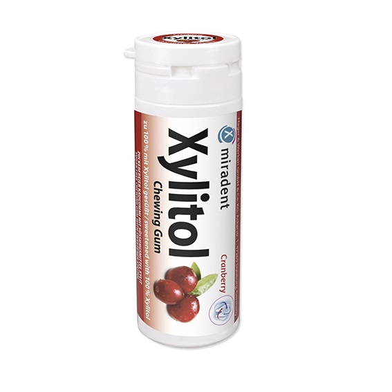 Guma de mestecat Cranberry Xylitol, 30 bucati, Miradent