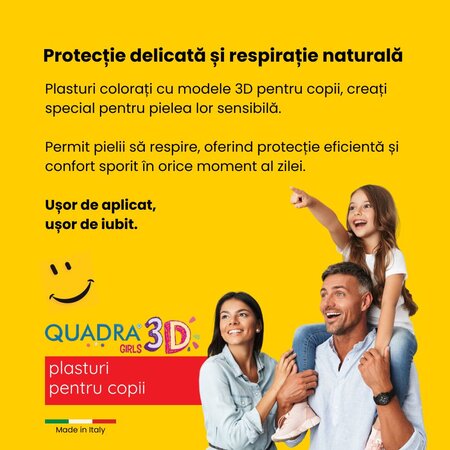 Plasturi pentru copii 3D Girls Quadra Master-Aid, 20 bucati, Pietrasanta Pharma 668052