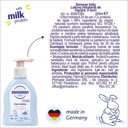 Lotiune de ingrijire pentru copii, 200 ml, Sanosan 737559