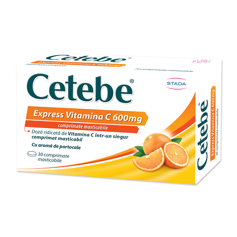 Cetebe Express Vitamina C 600mg, 30 comprimate masticabile, Stada