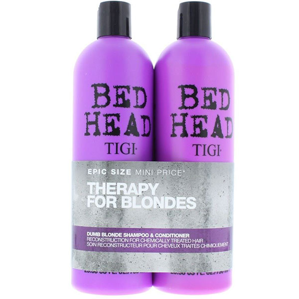 Pachet Sampon + Balsam pentru par blond Bed Head Dumb Blonde, 750 + 750 ml, Tigi