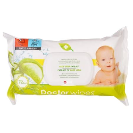 Servetele umede pentru copii cu Aloe Vera, 72 bucati, Doctor Wipe's