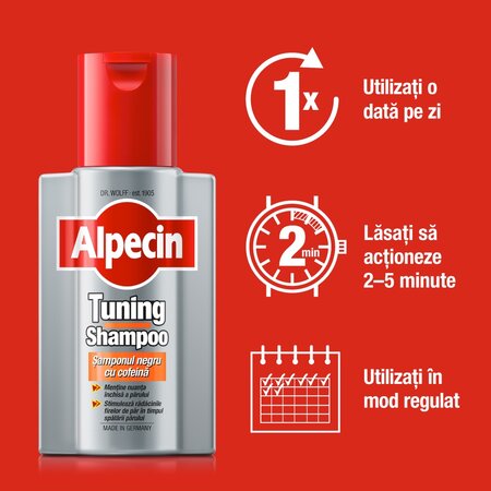 Sampon cu cofeina pentru parul inchis la culoare Tuning, 200 ml, Alpecin 721315